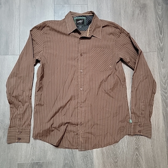 O'Neill Button Down Shirt Men's Large Brown Long Sleeve Shirt - Picture 1 of 4
